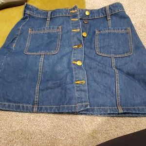 High waisted button up Jean skirt